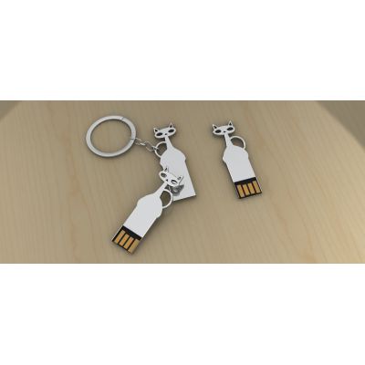 Mini Cat USB Flash Memory 64GB Thumb Drive with Key Ring Laser LOGO