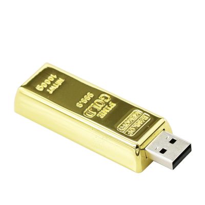 Gold Bar USB Flash Drive Pendrive Capless Gold Memory Stick