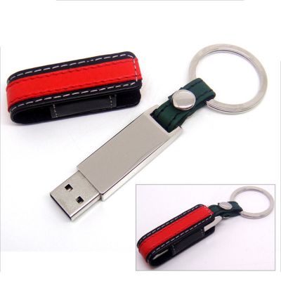 Data Preload Leather Promotional 32 Gig Flash Drive USB Stick 