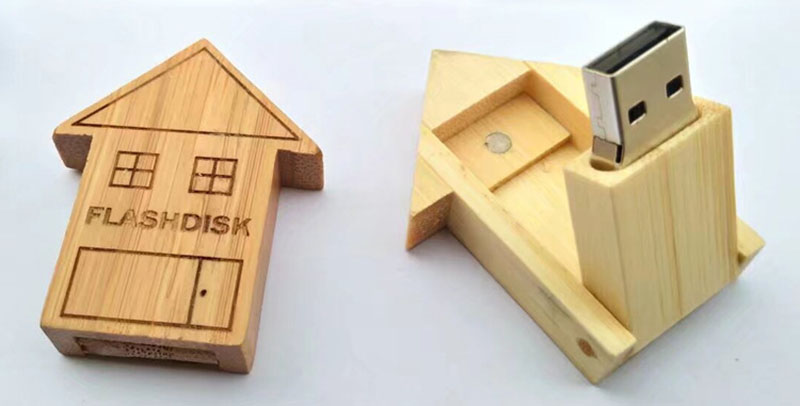 wooden house usb memory sticks