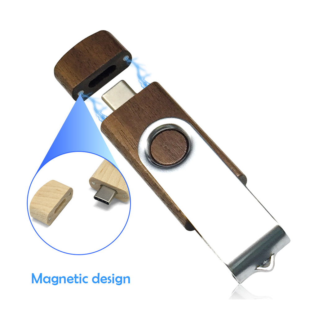 Swivel Wood Type C Thumb Drive USB 3.1 8GB