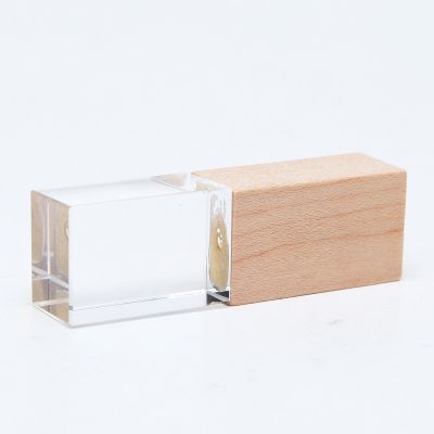 Transparent Crystal USB Flash Drive Glowing Logo with LED Light