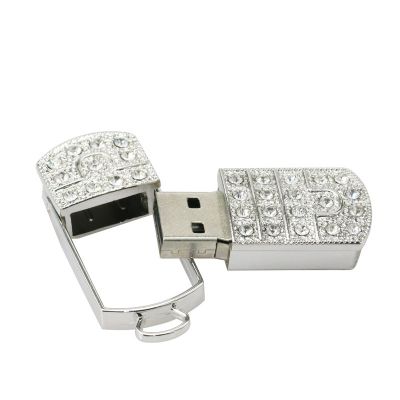 Fastest USB Flash Drive 256GB Rhinestone Necklace Silver Color