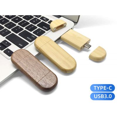 128GB USB C Flash Drive with Eco Friendly Wood