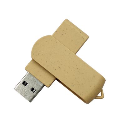 Swivel Wheat Straw USB 2 TB Thumb Drive Rosh Material