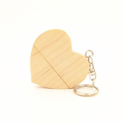 Wooden Heart 4GB USB Drive Flash Stick Engraved Logo