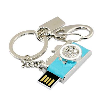 Metal Cameral USB 256 Gig Flash Drive with Key Chain