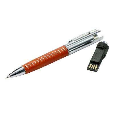 Leather Ball Pen Design 32GB USB Drive for Drawing