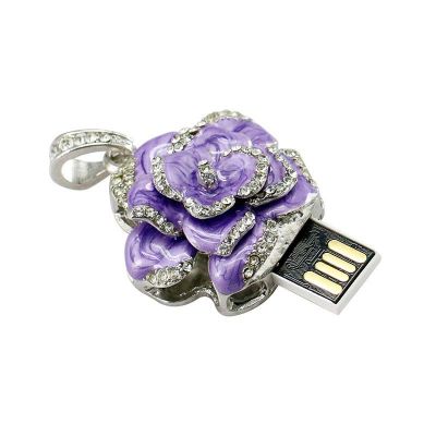 Lovely Rose Flower Flash USB Stick 4GB with Necklace Jewelry