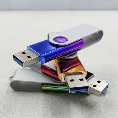 Rotating Custom Printed USB Sticks Pendrive 256GB Vibrant Colors